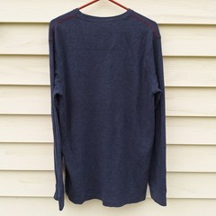 GH Bass Mens Thermal Shirt L Navy Waffle Knit Base Layer Outdoor Hiking Grunge