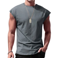 Men’s Loose Short Sleeve T-Shirt round Neck Sleeveless Casual Breathable Summer