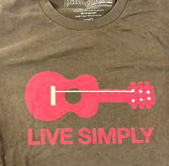 Patagonia Live Simply Shirt Brown Organic Cotton Red Guitar Crewneck Tee XS