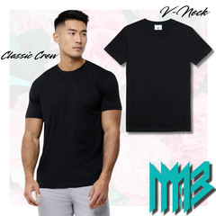 Mens Ultra Soft Premium Black V-Neck T-Shirt 60/40 Cotton Athletic Fit Tee