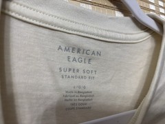 American Eagle Men’s Super Soft Lived In T-Shirt With Icon Size Large Cream