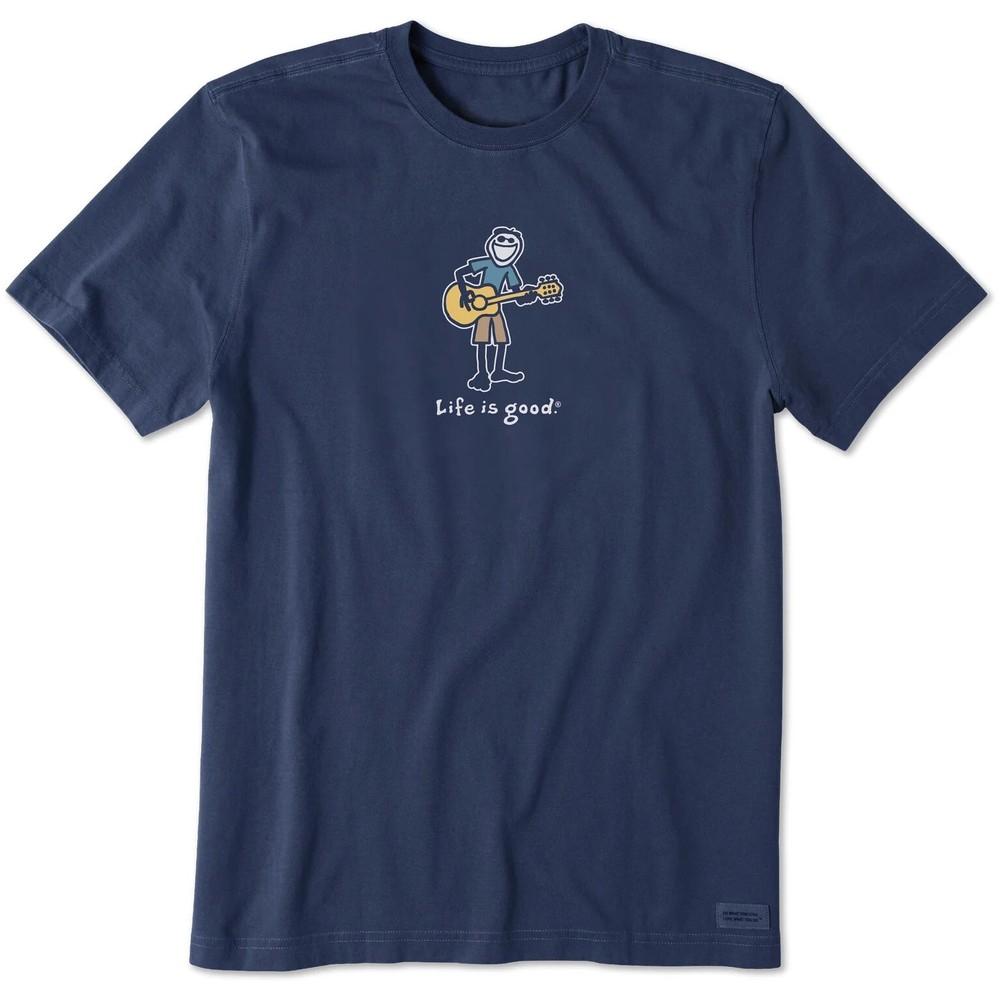 Life is Good. Men’s Guitar Jake Short Sleeve Crusher Tee, Darkest Blue