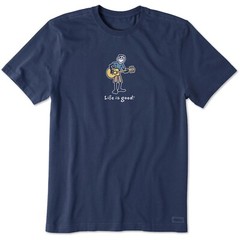 Life is Good. Men’s Guitar Jake Short Sleeve Crusher Tee, Darkest Blue