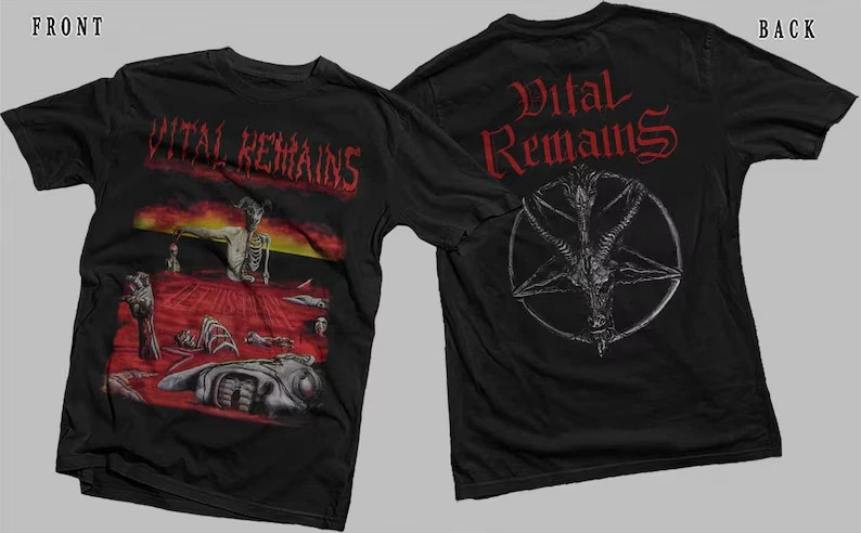 VITAL REMAINS Let Us Pray DTG Print Death Metal Graphic T-Shirt Tee