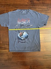 Faded Slayer Band Tee sz L measurements pictured