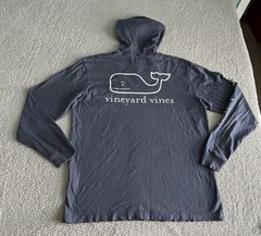 Vineyard Vines Hooded Shirt Men’s Sz Medium Blue Pocket Whale Logo Pullover