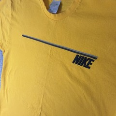 Vtg Nike Shirt Mens XL Yellow Embroidered Spellout Y2K Sports Silver Tag 2003