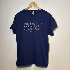 Vintage Christian Jesus Shirt L Navy His Betrayal His Blood Priceless Religion