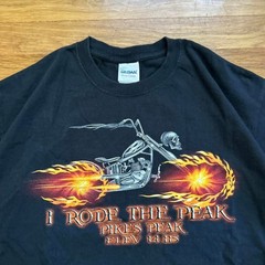 Black vintage 90s Pikes Peak biker tee