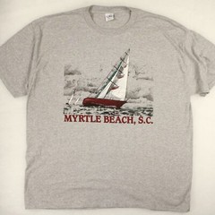 CAL CRU Vtg 90s Myrtle Beach, SC Sailboat Heather Gray Graphic T-SHIRT Men’s XL