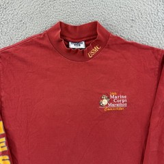 Vintage Marine Corps Marathon Shirt Mens Large Red Long Sleeve 90s Military USA