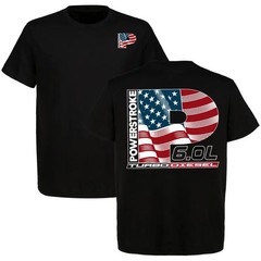 6.0L Powerstroke Turbo Dsel USA Flag 2-Sided T-Shirt
