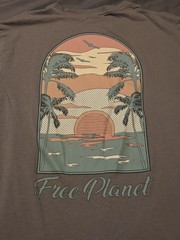 Free Planet Palm Tree Sunset Graphic Organic Cotton Tshirt Mens Size XL