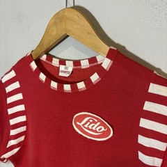 True Vintage 50s/60s Cotton Motorcycle flock Sportex Red / Striped Lido Rare Tee
