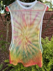 ASOS Unisex Rainbow SwirlTie Dye Mesh Longline FestivalTank Size Small