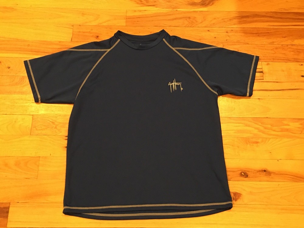 Guy Harvey Champion Blue Water Double Dry Active Wear T-Shirt Adult Size Medium