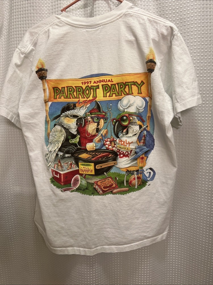 Vintage Caribbean Soul Parrot Party Shirt XL Beach Drink BBQ 1997