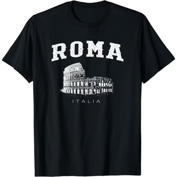 Roma Italia Colosseum Italy Black T-shirt