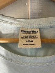 ComfortWash Men’s L Light Blue Cotton Knit Crew Neck Beach Graphic Logo Tee