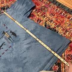 Vintage Primitives Andrea Bragg Tribal Animal Art T-Shirt XL USA Made Blue 90s