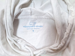 Vineyard Vines Hooded T Shirt Mens Size S White with Navy Whale Logo Pocket