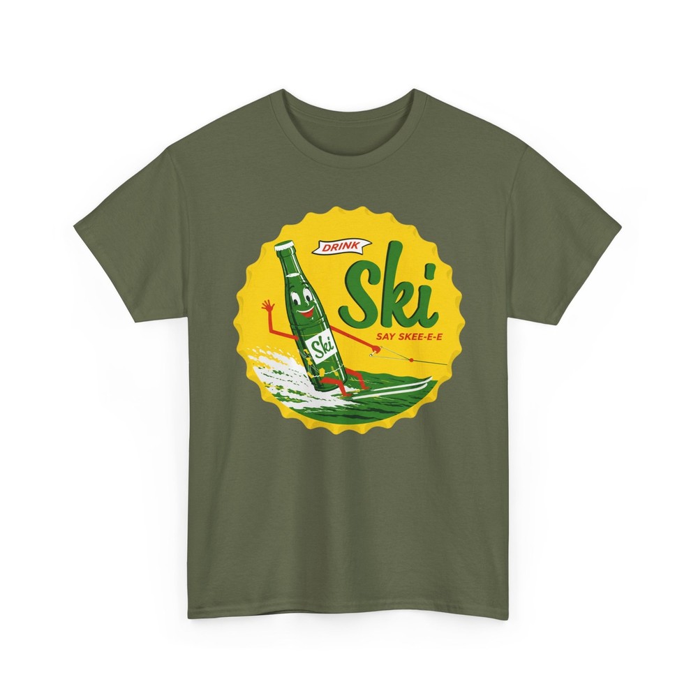 Drink Ski Say Skee-e-e Water Skiing Bottle Retro Soda Cap Pop Beverage T-Shirt