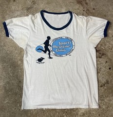 Vintage 60s Ringer Waterprint T-Shirt California College Sports Marathon Runner