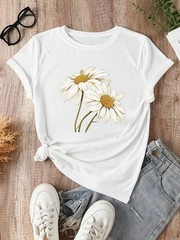 Women’s Printed Shirt Fashion Floral Print T-Shirt Casual T-Shirt Top Pullover♮
