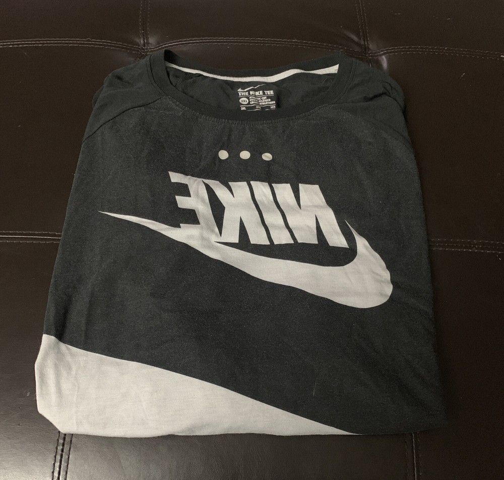 NWT Nike Air Max 90 Reverse Print Logo 1/2 Sleeve T-Shirt Mens Size 3XL Blk DC1