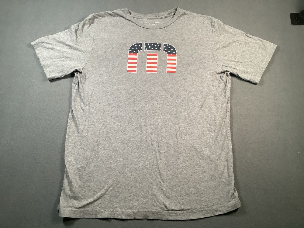 Travis Mathew Golf XL USA Patriotic Flag Shirt Driver Club Par Eagle Gray