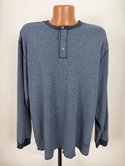 Vintage 90s Ribbed Henley Shirt Men 2XL Minimal Outdoor Casual Midweight Stretch