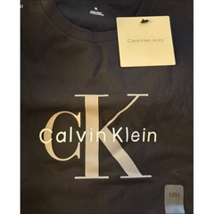 Calvin Klein Jeans Mens T-Shirt- Size Medium- SS Black Hero Monologo- NWT