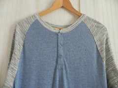 Lularoe Henley T-Shirts Cotton Blend Color Contrast Long Sleeve Hi-Low Size L