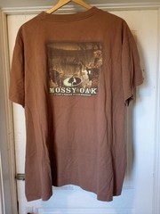 Mossy Oak Men’s Outdoor Life Brown Short Sleeve T-Shirt 100% Cotton Size 2XL