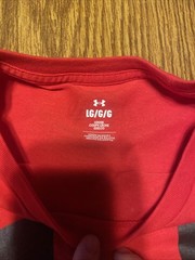Red Under Armor T Shirt With White And Black Logo