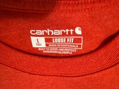 Carhartt Shirt Mens Large Tall Red Long Sleeve Logo Graphic Loose Fit K231