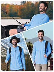 UPF50+ Skin Sun Protection T-Shirts Men’s Long Sleeve Performance Casual Hoodie