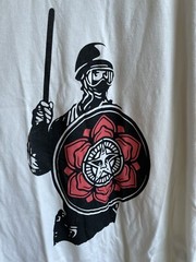 NWT Mens Obey Riot Cop Shield Cream White T Shirt RARE 100% Organic Cotton sz M