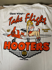 NWT-HOOTERS These Wings Take Flight Double Sided Ripple Junction WHT Graphic Tee