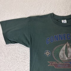 Vintage Connecticut Single Stitch T Shirt Green Sailboat World Class XL