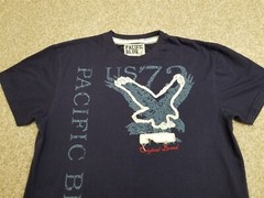 Pacific Blue T Shirt Mens Large Blue Crewneck Casual US 73 Eagle TEE