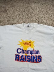 Vintage Champion Raisins Shirt Mens XL White Fruit of the Loom Graphic Promo 90s