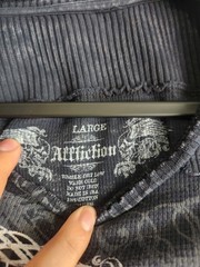Affliction Dead or Alive Blue ThermalKnit Studded shirt Mens Sz L Biker Grunge