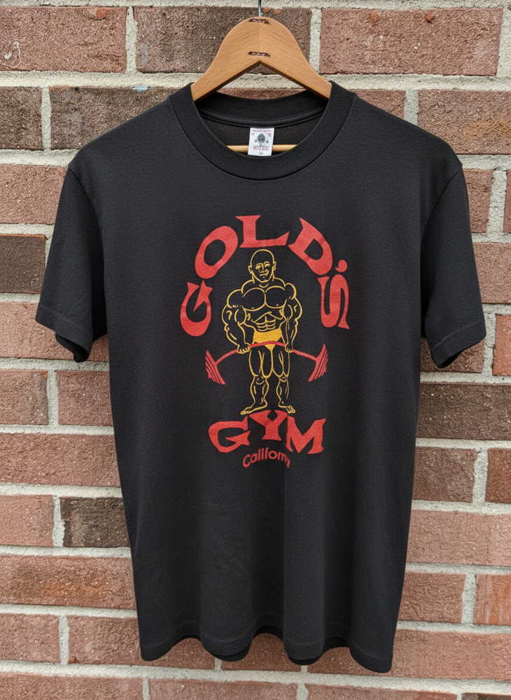 Vintage Golds Gym T-Shirt Venice California 1965 Bodybuilding Black Tee