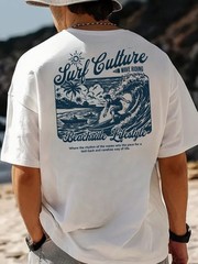 Retro Surf Culture Graphic Tee – Vintage Wave Riding Beachside T-Shirt