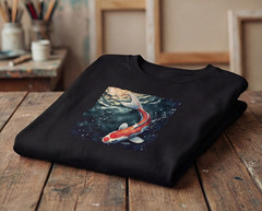 Koi Fish T-Shirt Black 90% Cotton Graphic Tee | S M L XL 2X 3X Unisex