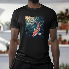 Koi Fish T-Shirt Black 90% Cotton Graphic Tee | S M L XL 2X 3X Unisex