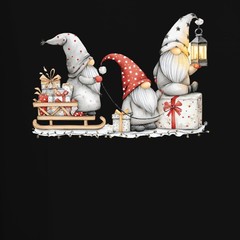 Christmas Elf Sleigh Gifts Lantern Red Grey Cute Funny Mens T-Shirt