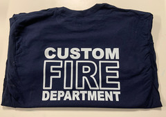 Custom Name Fire Dept T-shirt. Personalized. White Print