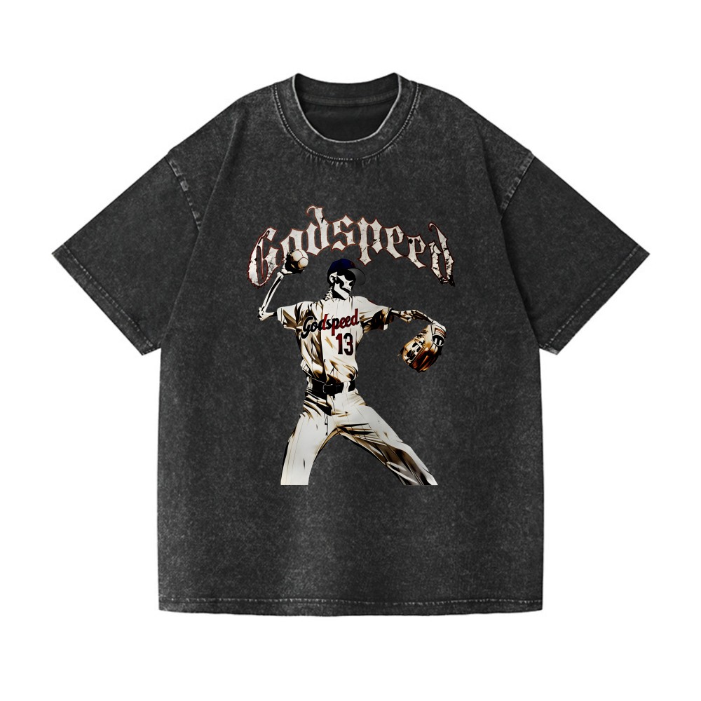 Unisex Godspeed Skeleton Baseball Gift Tee Gothic Sports Fan Casual T-Shirt